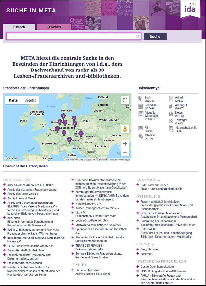 Abb. 2: Startseite des META-Katalogs