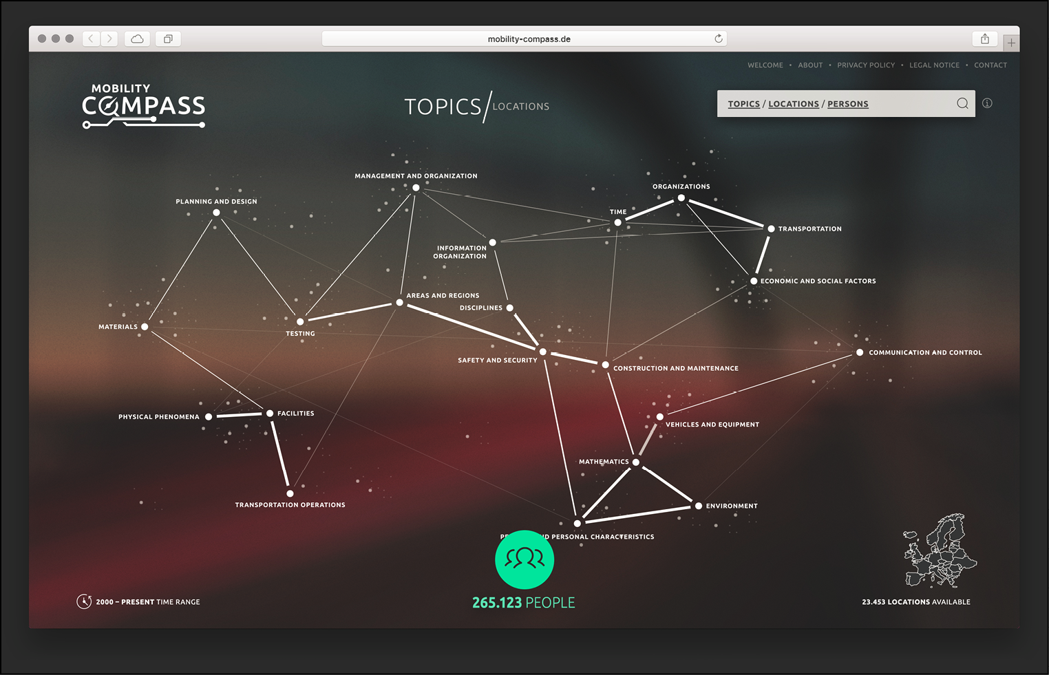 Figure 1: Search via topics: selection of individual topics 