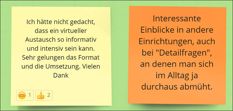 Abbildung 6: Ausgewählte Feedback Post-its